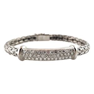 Roberto Coin 18K White Gold Silk Weave Diamond Bracelet #18728